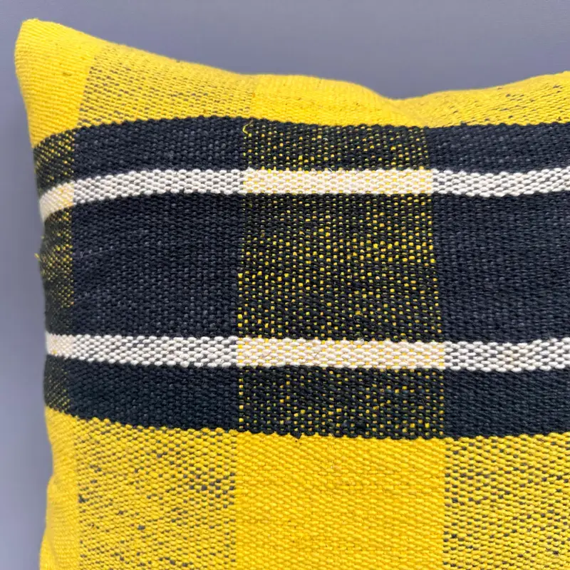 Vintage Kilim Throw Pillow, Gift Pillow, Kilim Pillow Cover, Cushion, 18x18 Yellow Pillow Sham, Traditional Pillow Case - 5