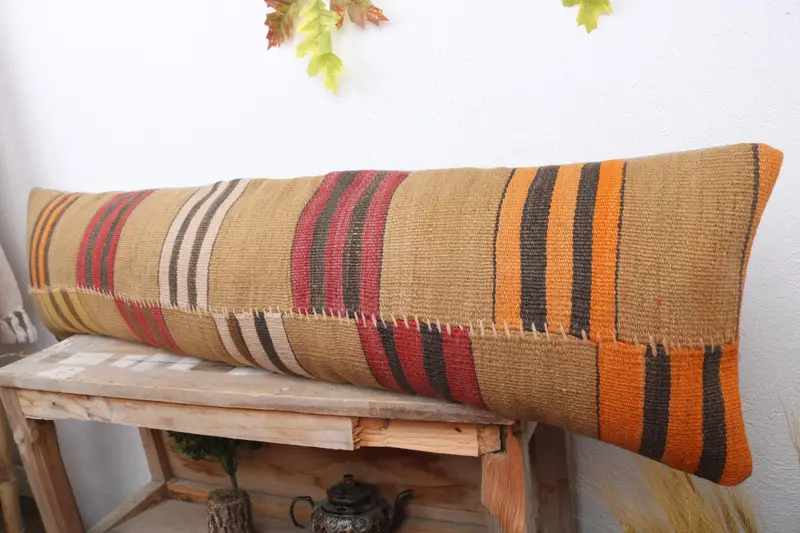 Custom Pillow Cover, Yoga Cushion Case, Interior Designer Pillow, Vintage Kilim Throw Pillow, 12x48 Beige Pillow, Pillow for Couch, Pillow Sham - 4