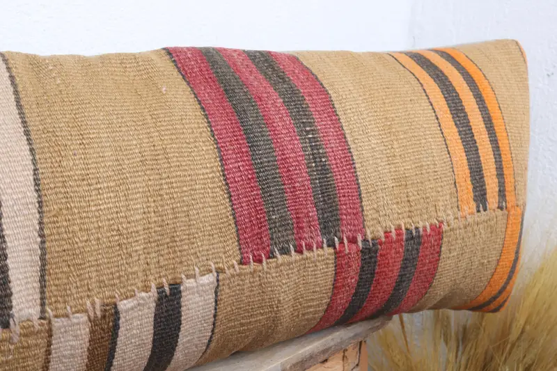 Custom Pillow Cover, Yoga Cushion Case, Interior Designer Pillow, Vintage Kilim Throw Pillow, 12x48 Beige Pillow, Pillow for Couch, Pillow Sham - 5