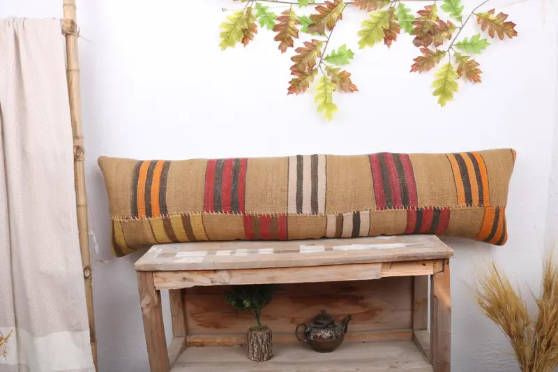 Custom Pillow Cover, Yoga Cushion Case, Interior Designer Pillow, Vintage Kilim Throw Pillow, 12x48 Beige Pillow, Pillow for Couch, Pillow Sham - 1