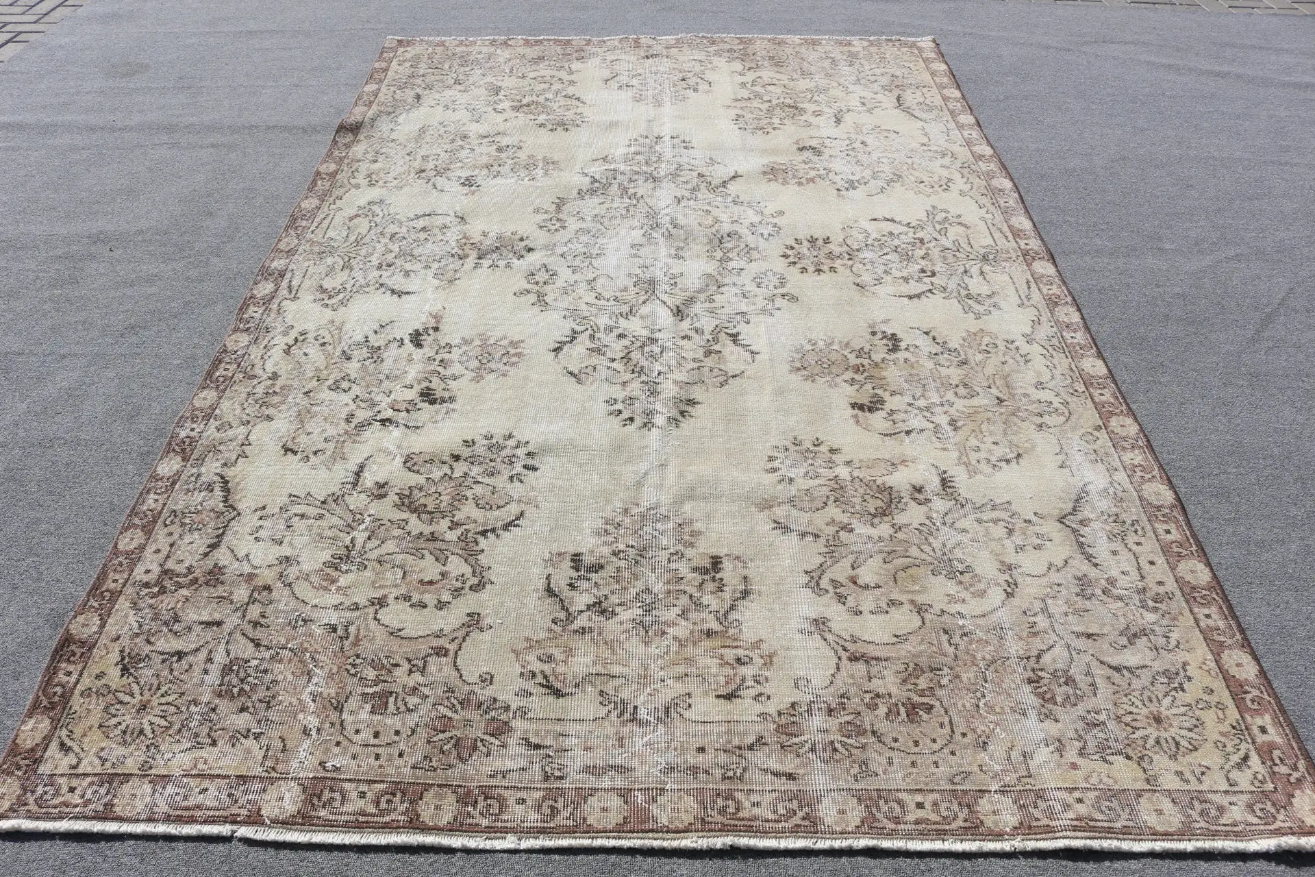 6.3x9.9 ft Turkish Large Rug, Vintage Brown Oriental Rug - 1