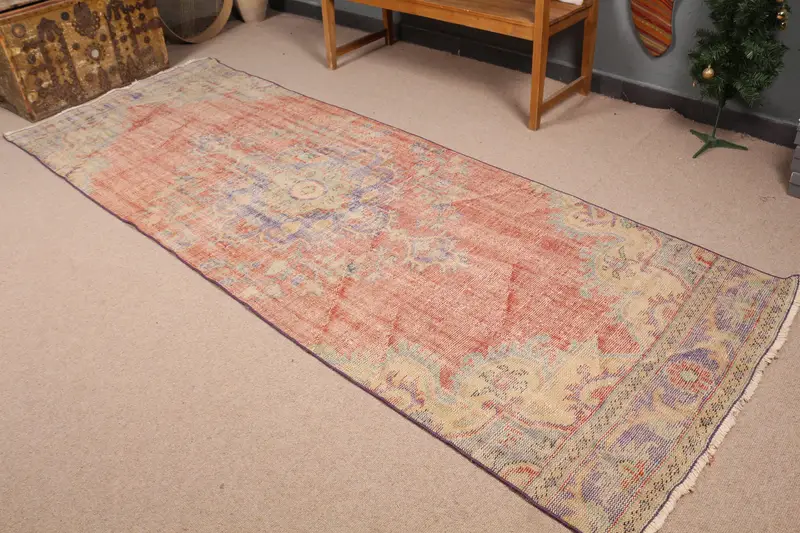 Kırmızı ve Mavi Ombré Halı, 3,7x10,2 ft Şık Dekor