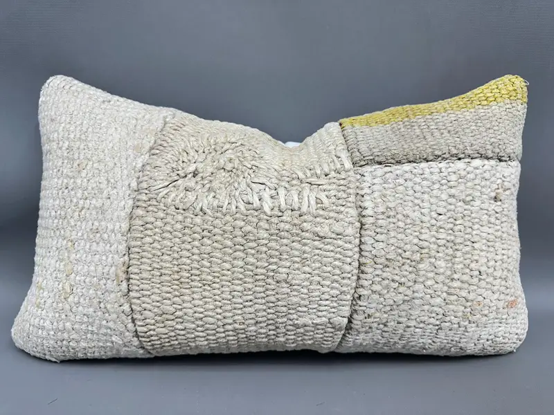 Comfy Throw Pillow Cover, Comfy Throw Pillow Case, 12x20 Beige Pillow, Kilim Cushion Sham, Kilim Pillow Cover, Turkish Pillow, Pillow Case - 1