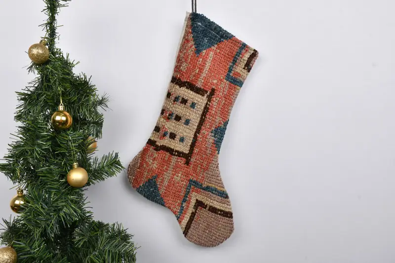 Noel Süsleri Deseni, 7 İnç Geniş Tatil Çorabı