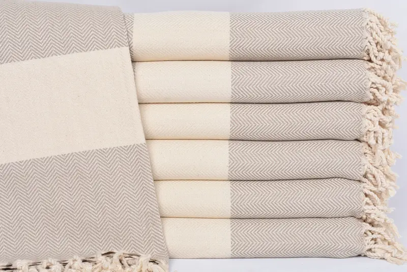 Personalized Beach Towel Monogrammed Turkish Cotton Light Beige, 70x40 Inches