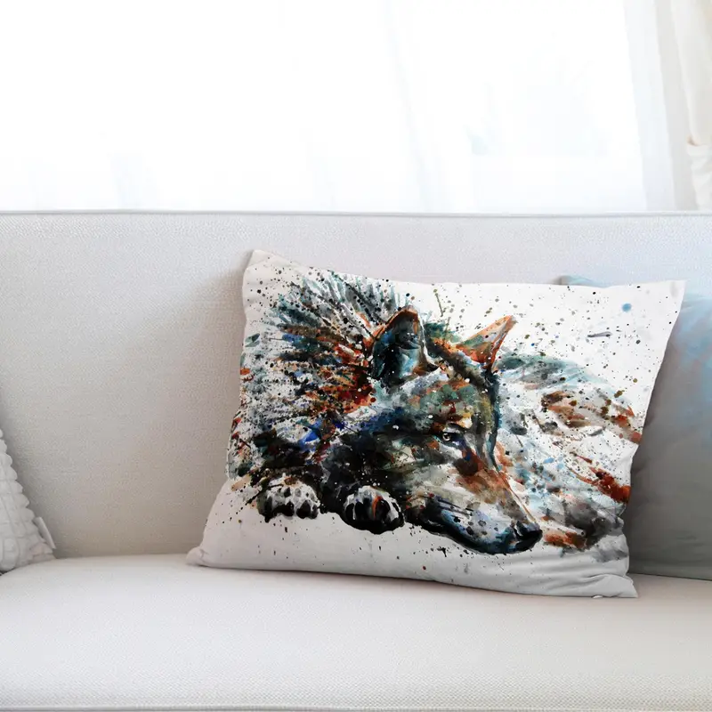 Modernes Wolf-Druckkissen: Loft-Dekor, Wolf-Liebhaber-Geschenk