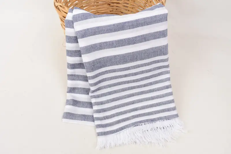 Handmade Gift, 68x40 Cotton Striped Towel, Personalized Beach Towel, Turkish Towel USA, Fringed Turkish towel for poolside, Best Beach Towel - 1