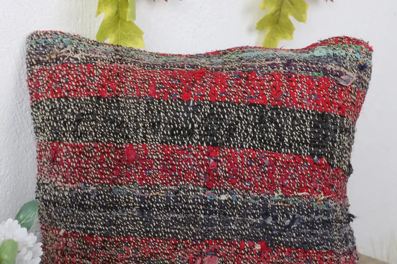 14x14 Red Cushion Cover, Pillow for Sofa, Vintage Pillow, Vintage Kilim Pillow, Throw Kilim Pillow, Pillow, Sofa Bolster Pillow Cover - 5