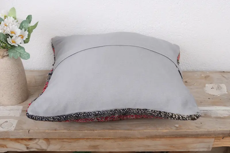 14x14 Red Cushion Cover, Pillow for Sofa, Vintage Pillow, Vintage Kilim Pillow, Throw Kilim Pillow, Pillow, Sofa Bolster Pillow Cover - 7