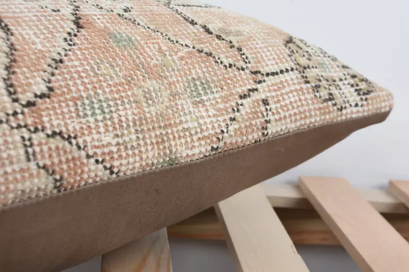 Cushion, Home Decor Pillow, Vintage Cushion Cover, Square Throw Cushion Cover, Ethnical Kilim Rug Pillow, Pillow for Couch, 12x24 Beige Pillow - 7