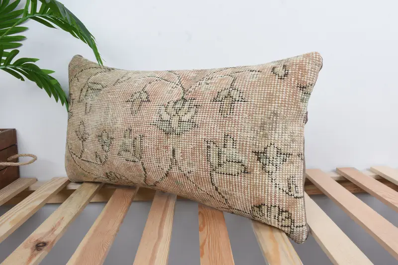 Cushion, Home Decor Pillow, Vintage Cushion Cover, Square Throw Cushion Cover, Ethnical Kilim Rug Pillow, Pillow for Couch, 12x24 Beige Pillow - 5