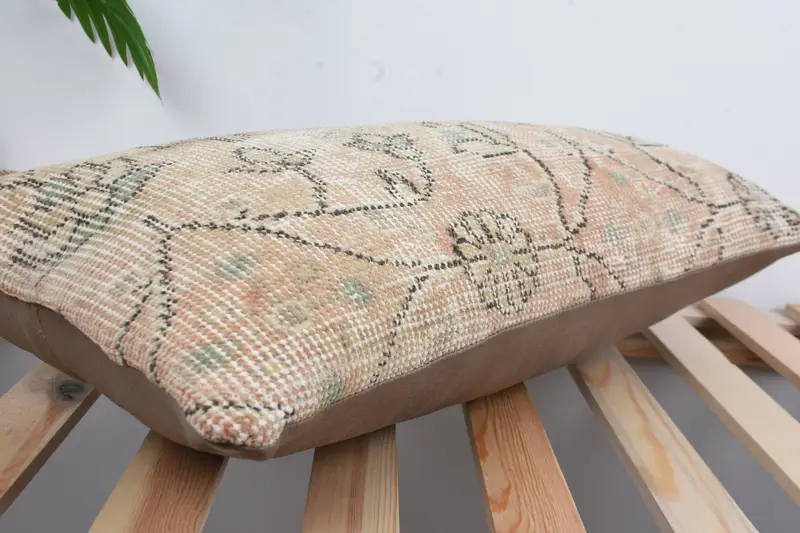 Cushion, Home Decor Pillow, Vintage Cushion Cover, Square Throw Cushion Cover, Ethnical Kilim Rug Pillow, Pillow for Couch, 12x24 Beige Pillow - 6
