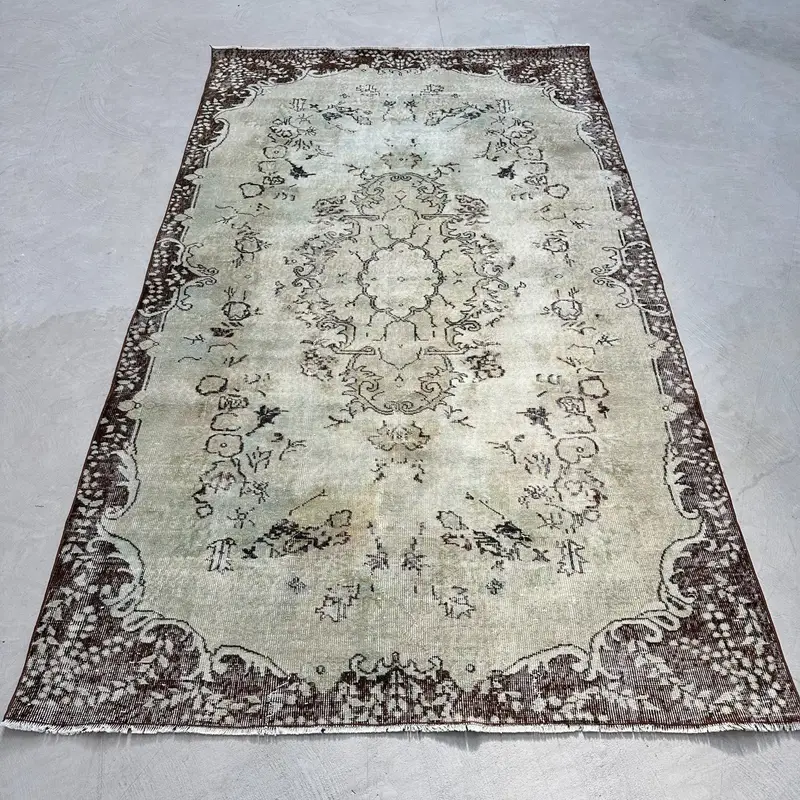 5.5x9.2 ft Rug, Large Turkish Rug, Brown Oushak Southwestern Rug - 1