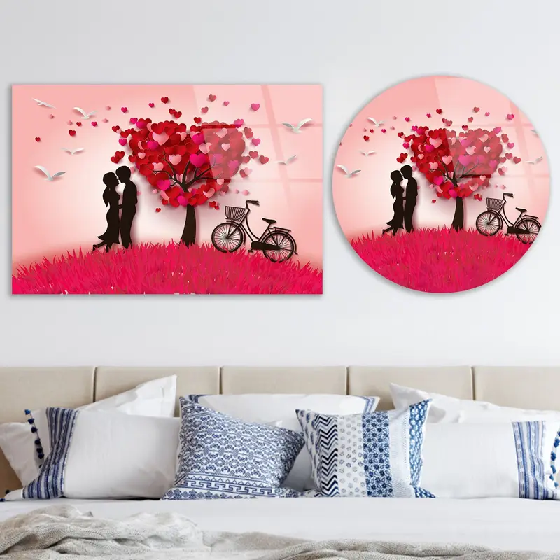 Romantic Pink Canvas: Elegant Valentine's Day Gift for Couples