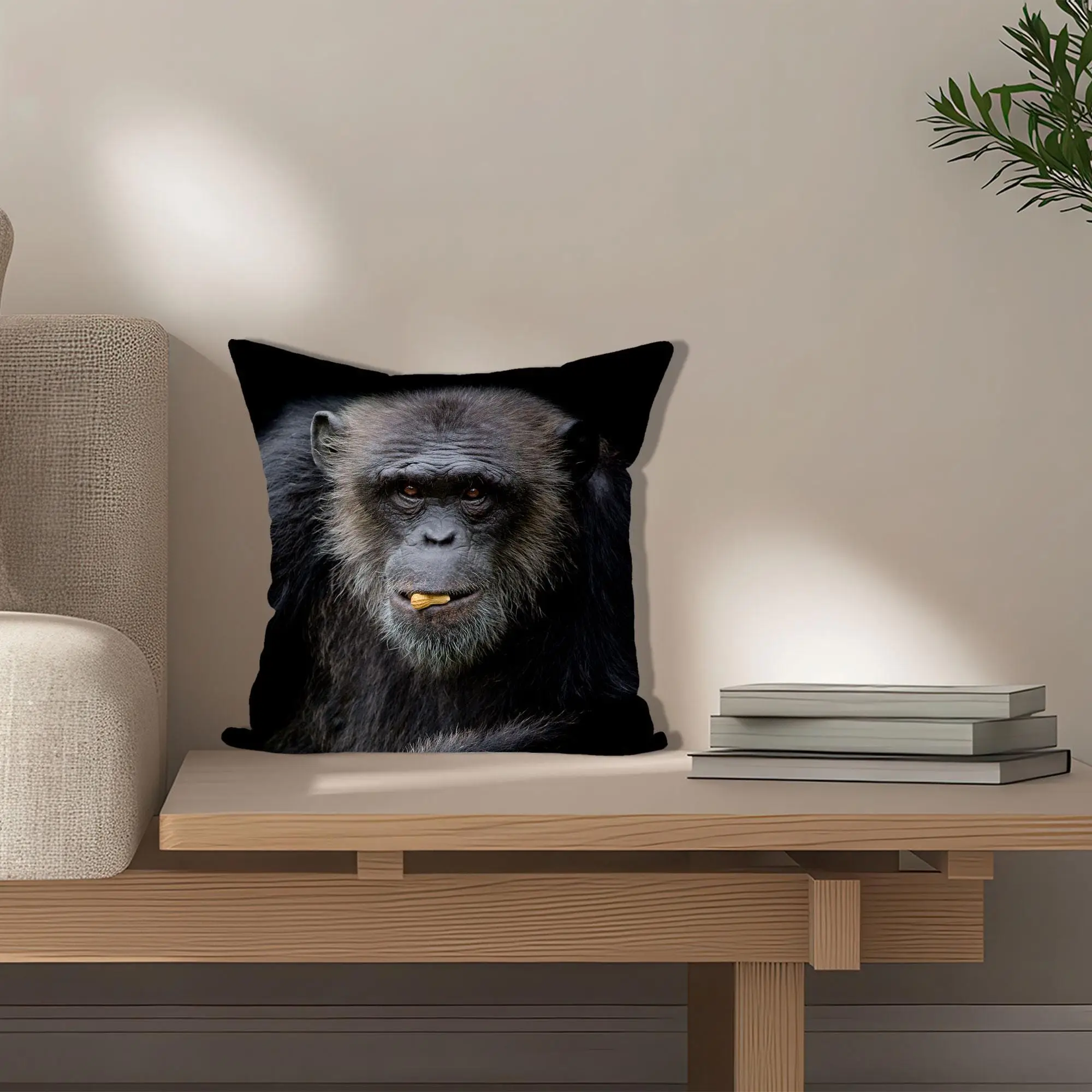 Chimpanzee Printed Pillow - Cute Monkey Design for Home Decor - 1