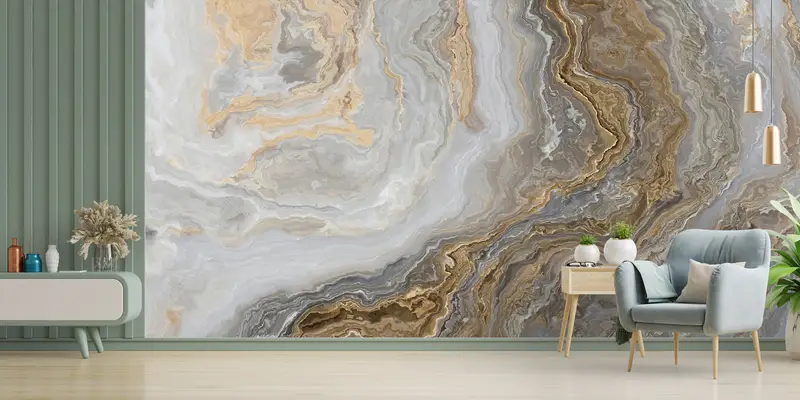 Zarif Baskılı Bej Mermer Duvar Kağıdı: Modern Lüks Dekor