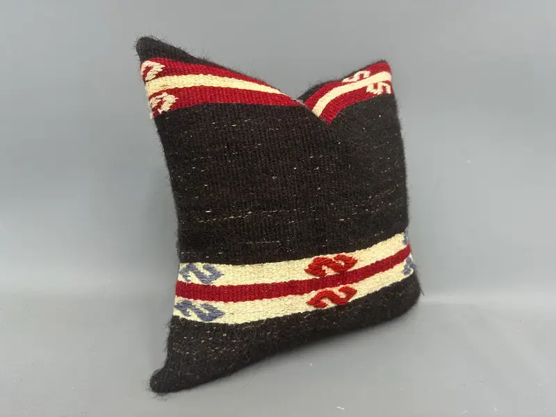 18x18 Brown Pillow Case, Vintage Pillow, Office Chair Pillow Case, Cushion Case, Vintage Kilim Throw Pillow, Armchair Pillow, Kilim Cushion Sham - 2