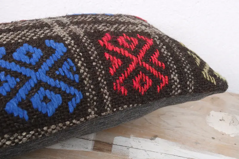 Home Decor Pillow, Interior Designer Pillow, Cushion Cover, 8x16 Blue Pillow Case, Vintage Cushion, Art Deco Pillow Cover, Turkish Kilim Pillow - 6
