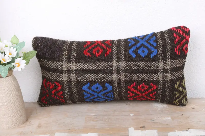 Home Decor Pillow, Interior Designer Pillow, Cushion Cover, 8x16 Blue Pillow Case, Vintage Cushion, Art Deco Pillow Cover, Turkish Kilim Pillow - 2