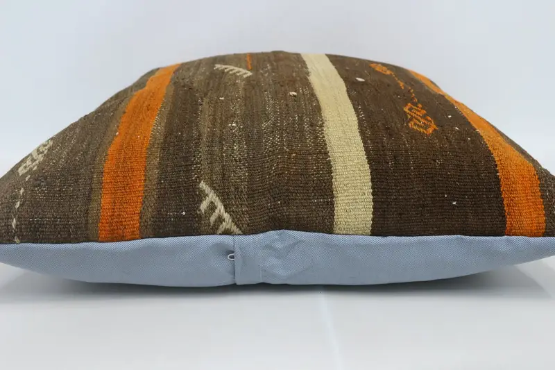 Home Decor Pillow, Rustic Cushion Case, Art Deco Cushion Case, Throw Kilim Pillow, Kilim Pillow, 28x28 Brown Cushion Cover, Pillow Cover - 5