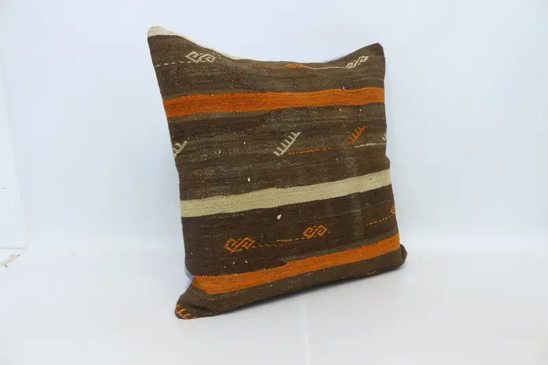Home Decor Pillow, Rustic Cushion Case, Art Deco Cushion Case, Throw Kilim Pillow, Kilim Pillow, 28x28 Brown Cushion Cover, Pillow Cover - 3