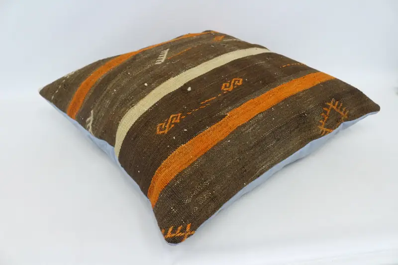 Home Decor Pillow, Rustic Cushion Case, Art Deco Cushion Case, Throw Kilim Pillow, Kilim Pillow, 28x28 Brown Cushion Cover, Pillow Cover - 6