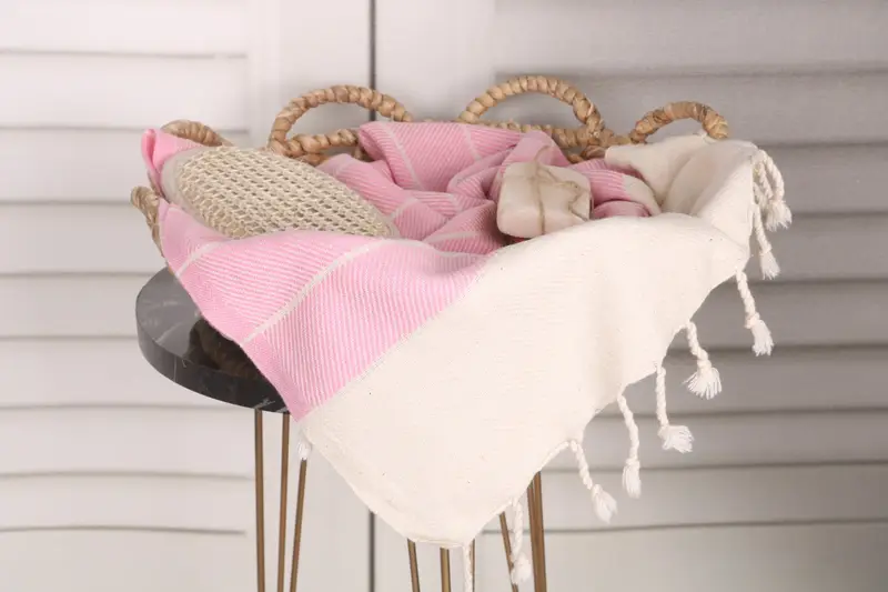 Small Bath Towels, Handmade Gift, Summer Towel, Bathroom Towels, Wedding Hand Made Gift, 36x16 Cotton Striped Towel, Guest Towel, Bridesmaid Gifts - 2