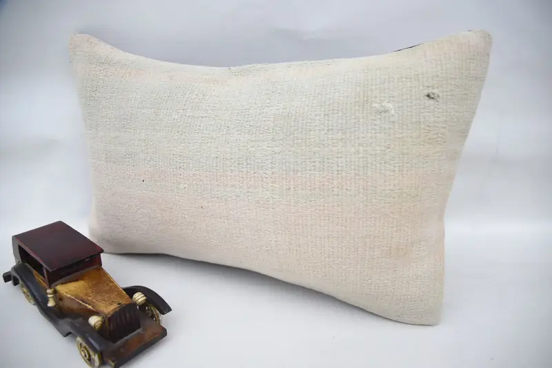 Kilim Cushion Sham, Gift Pillow, Vintage Kilim Pillow, 12x20 Pink Pillow Sham, Cushion Cover, Outdoor Throw Pillow, Bench Cushion Cover - 3