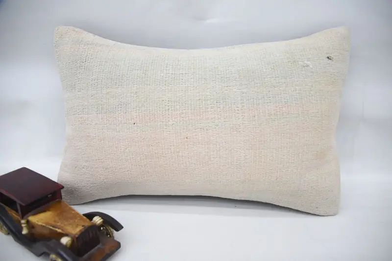 Kilim Cushion Sham, Gift Pillow, Vintage Kilim Pillow, 12x20 Pink Pillow Sham, Cushion Cover, Outdoor Throw Pillow, Bench Cushion Cover - 1