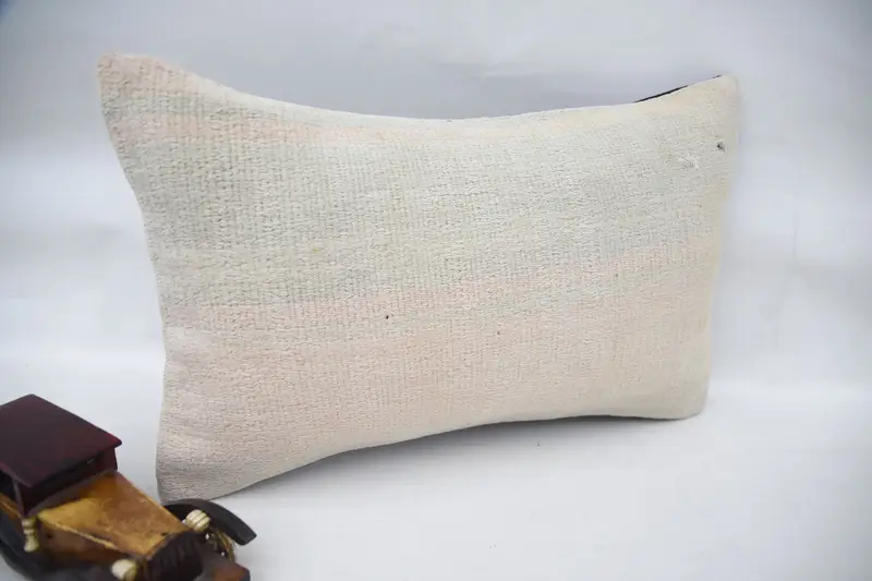 Kilim Cushion Sham, Gift Pillow, Vintage Kilim Pillow, 12x20 Pink Pillow Sham, Cushion Cover, Outdoor Throw Pillow, Bench Cushion Cover - 2