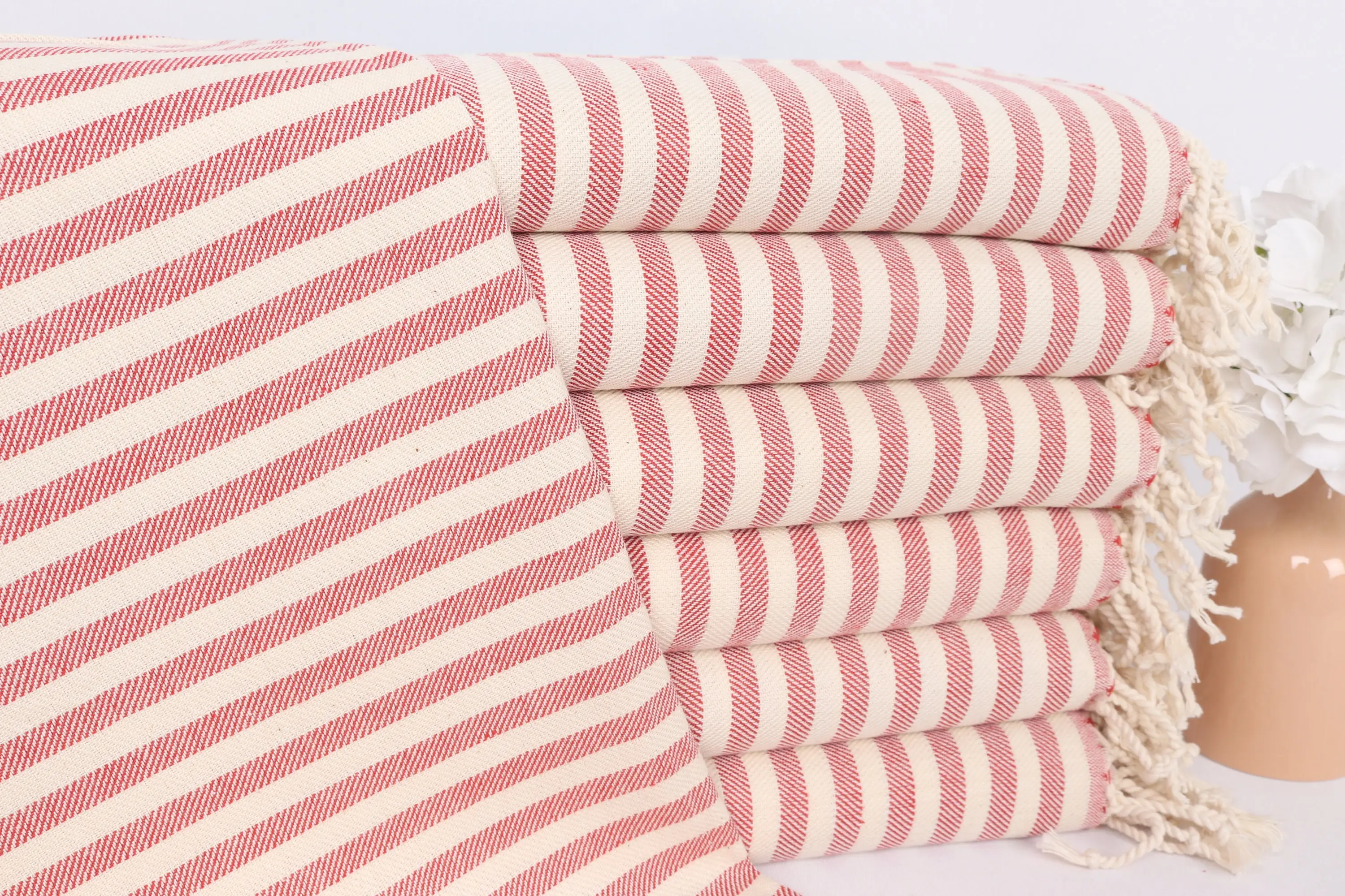 Custom Hand Towel Monogram Kitchen Towel Red Cotton, 24x40 Inches - 1