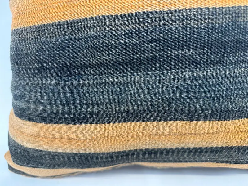 Beige & Gray Embroidered Striped Pillow, 20x20 Inches Decorative Cushion - 2