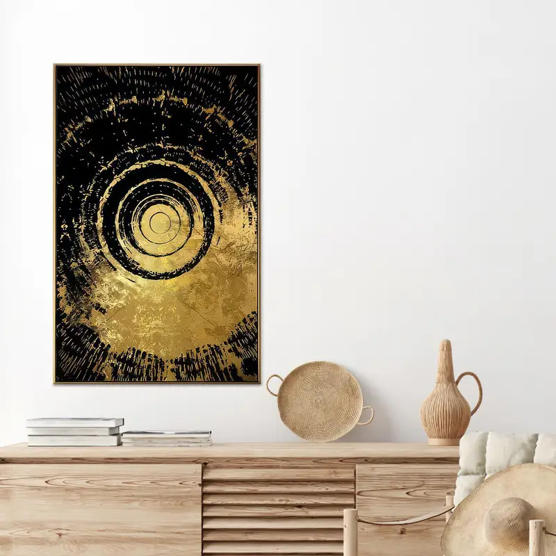 Altın Soyut Lüks Kanvas: Siyah ve Altın Baskılı Sanat