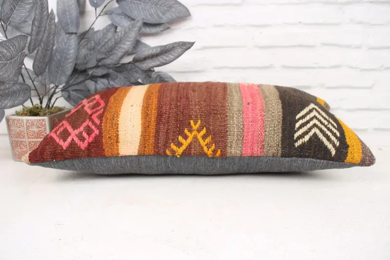 Interior Designer Pillow, Pillow Cover, Oriental Cushion Case, Decorative Pillow, 12x24 Pink Cushion, Gift Pillow, Turkish Kilim Pillow - 5