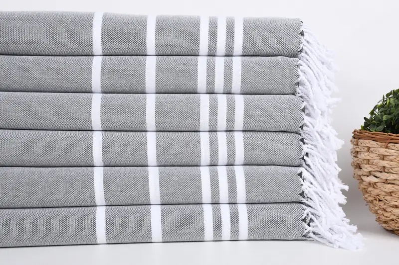 70x40 Cotton Striped Towel, Yoga Towel, Thin and lightweight Turkish peshtemal, Wedding Gift, Gift For Bride, Turkish Towel Beach, Sand-free towel - 2