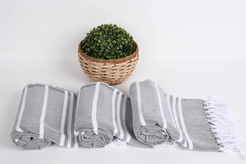 70x40 Cotton Striped Towel, Yoga Towel, Thin and lightweight Turkish peshtemal, Wedding Gift, Gift For Bride, Turkish Towel Beach, Sand-free towel - 8