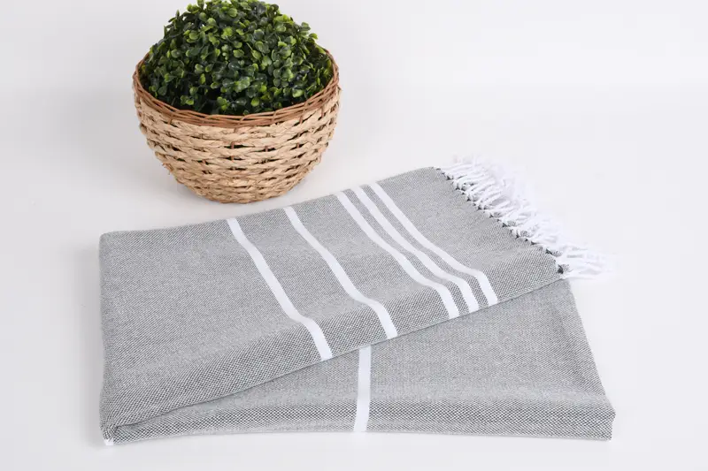 70x40 Cotton Striped Towel, Yoga Towel, Thin and lightweight Turkish peshtemal, Wedding Gift, Gift For Bride, Turkish Towel Beach, Sand-free towel - 4
