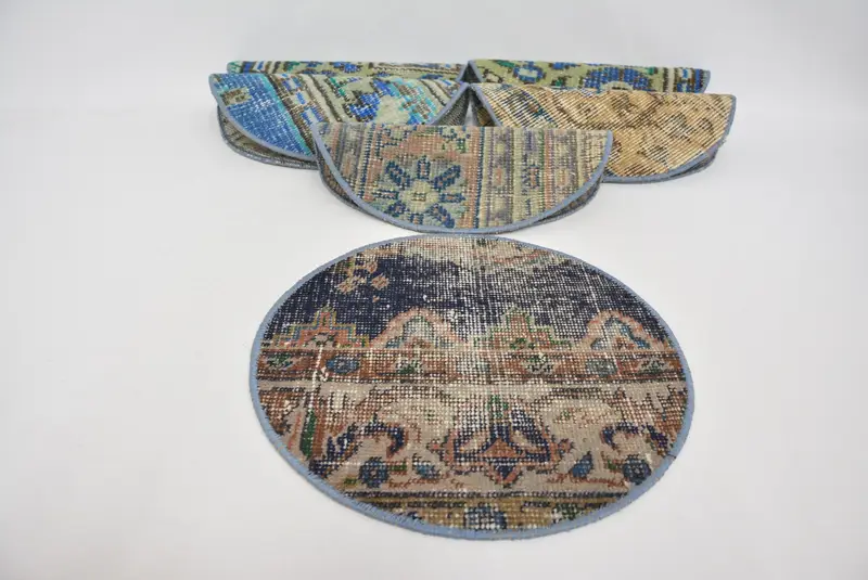 ブルー & ベージュ ボヘミアン ゴシック プレースマット、幅 35 インチ プレースマット