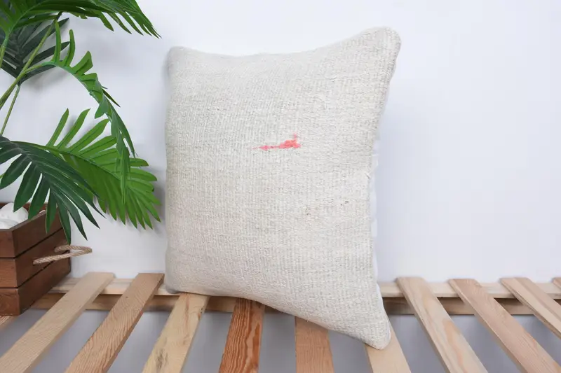 Vintage Kilim Throw Pillow, Throw Kilim Pillow, Ethnic Pillow Cover Cushion, 16x16 White Cushion, Kilim Pillow, Cushion Case - 5
