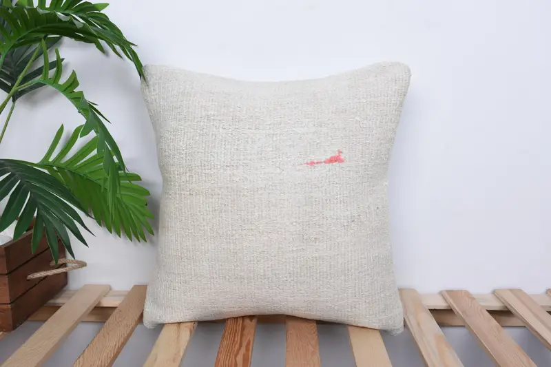 Vintage Kilim Throw Pillow, Throw Kilim Pillow, Ethnic Pillow Cover Cushion, 16x16 White Cushion, Kilim Pillow, Cushion Case - 1