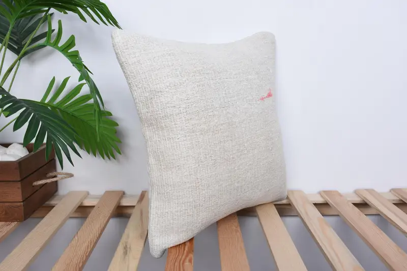 Vintage Kilim Throw Pillow, Throw Kilim Pillow, Ethnic Pillow Cover Cushion, 16x16 White Cushion, Kilim Pillow, Cushion Case - 4