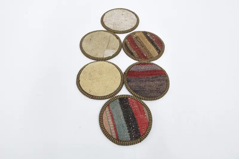 Kırmızı Beyaz Çizgili Bardak Altlığı, Benzersiz Tribal Tasarım Bardak Altlığı