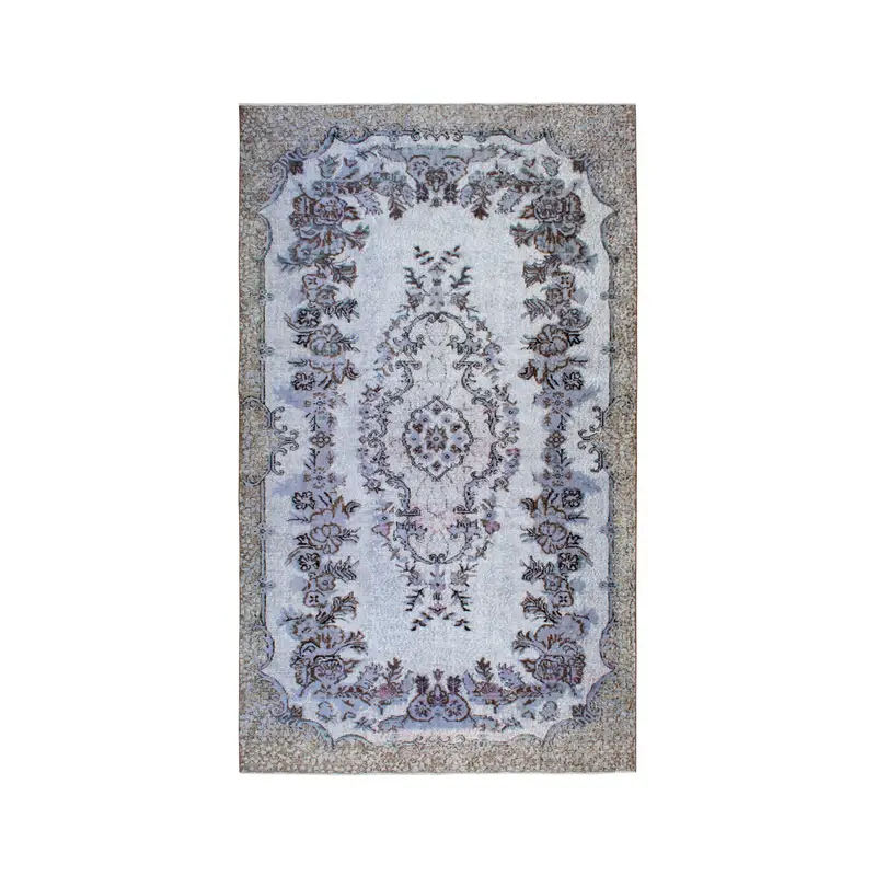 Vintage Turkish Rug 5.9x10.1 ft, Blue Oushak Southwestern Rug - 1