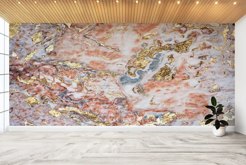 エレガントなゴールド大理石のきらめく高級プリント壁紙