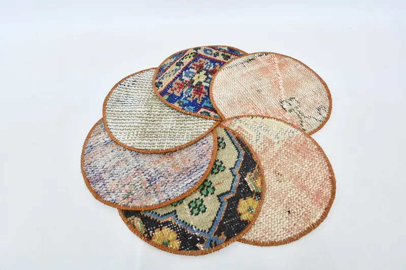 Posavasos étnicos azules y amarillos, manteles individuales versátiles y elegantes