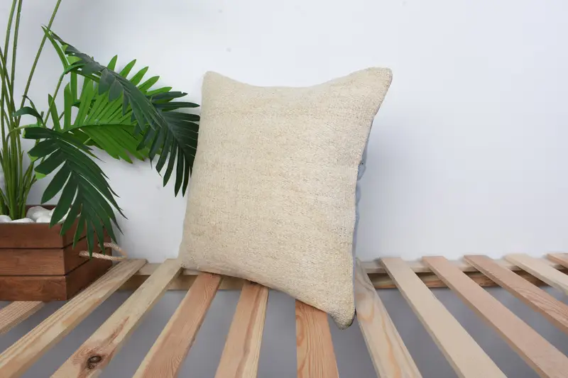 Turkish Pillow, Pattern Throw Pillow Sham, 16x16 White Cushion, Pillow Case, Vintage Throw Pillow, Turkish Kilim Pillow, Boho Pillow - 5