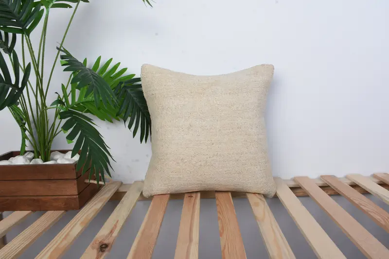 Turkish Pillow, Pattern Throw Pillow Sham, 16x16 White Cushion, Pillow Case, Vintage Throw Pillow, Turkish Kilim Pillow, Boho Pillow - 1