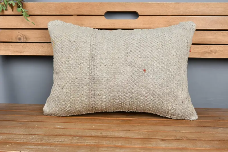 Cushion Case, 16x24 Beige Pillow Sham, Vintage Kilim Throw Pillow, Kilim Cushion Sham, Vintage Kilim Pillow, Bohemian Cushion Pillow - 6