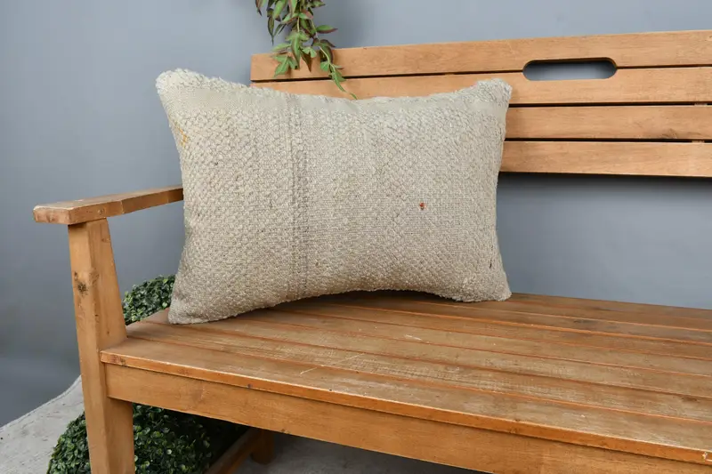 Cushion Case, 16x24 Beige Pillow Sham, Vintage Kilim Throw Pillow, Kilim Cushion Sham, Vintage Kilim Pillow, Bohemian Cushion Pillow - 1
