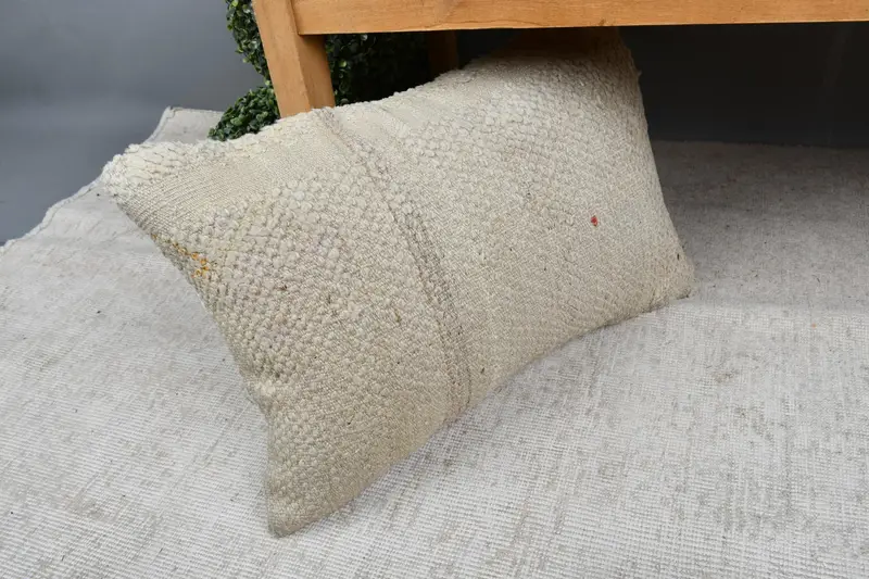 Cushion Case, 16x24 Beige Pillow Sham, Vintage Kilim Throw Pillow, Kilim Cushion Sham, Vintage Kilim Pillow, Bohemian Cushion Pillow - 7